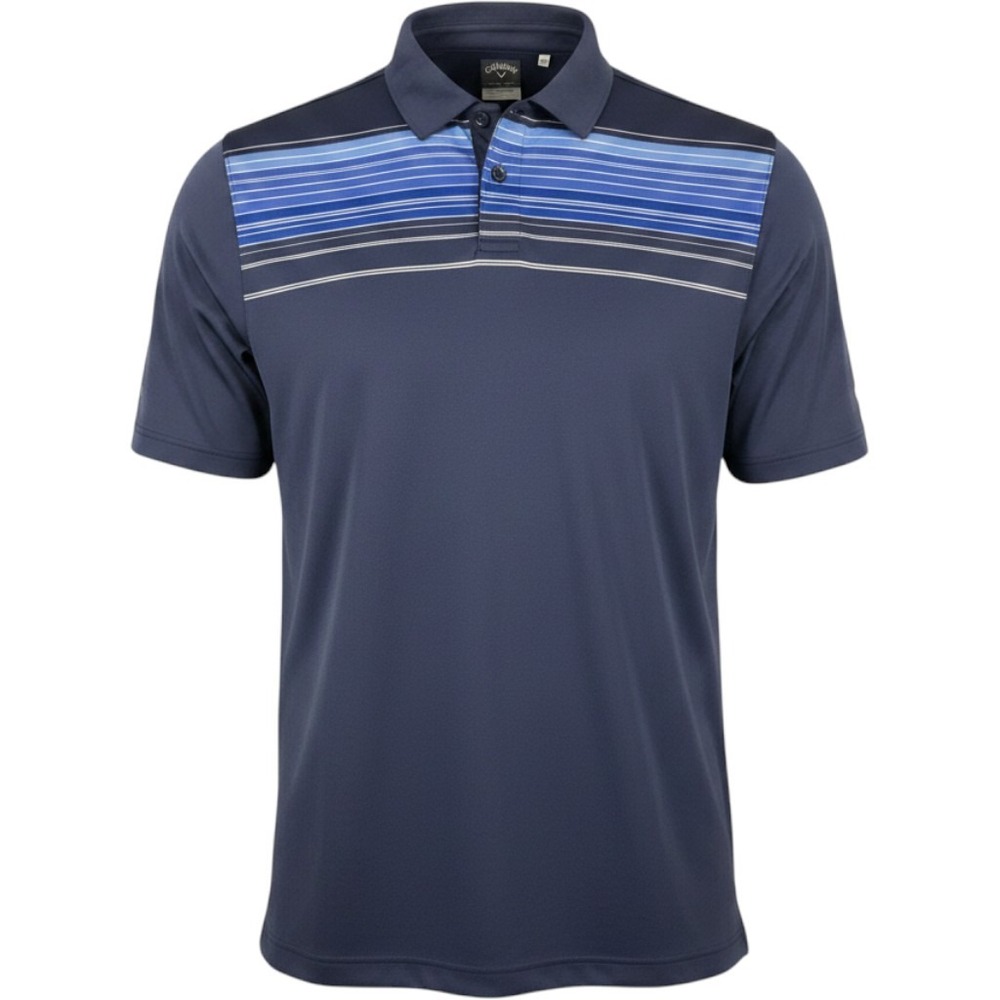 Callaway Mens 1X Opti-Dri Swing Tech Polo Shirt Navy Blue Striped Golf Top